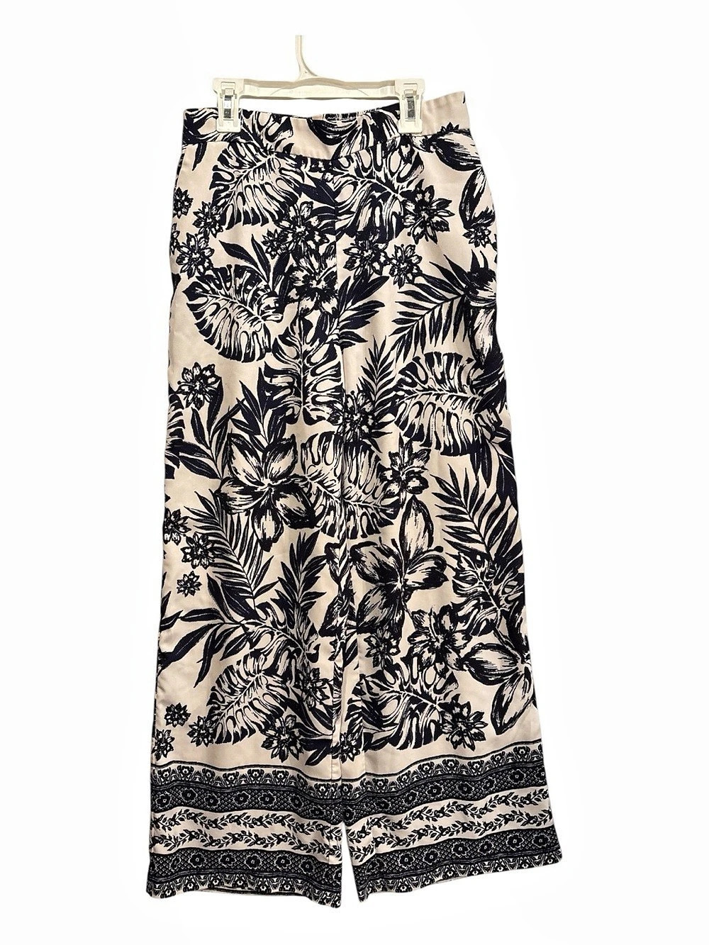 philosophy Floral Wide Leg Pants in Cream & Navy Size medium